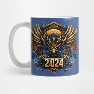 Wooden Gold Blue Dragon 2024 Mug